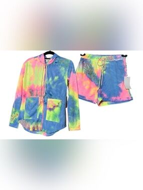 Rose Velvet Matching 2 Piece Tie Dye Lounge Set NWT